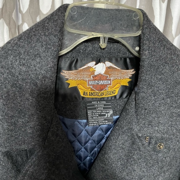 HARLEY DAVIDSON GREY WOOL/RAYON BLEND COAT - Picture 3 of 12
